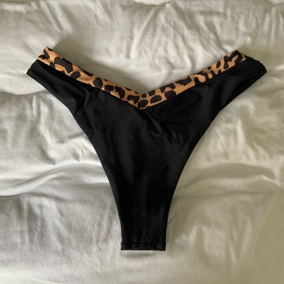 Black and Leopard SHEIN Bikini Bottoms - Picture 1 of 2